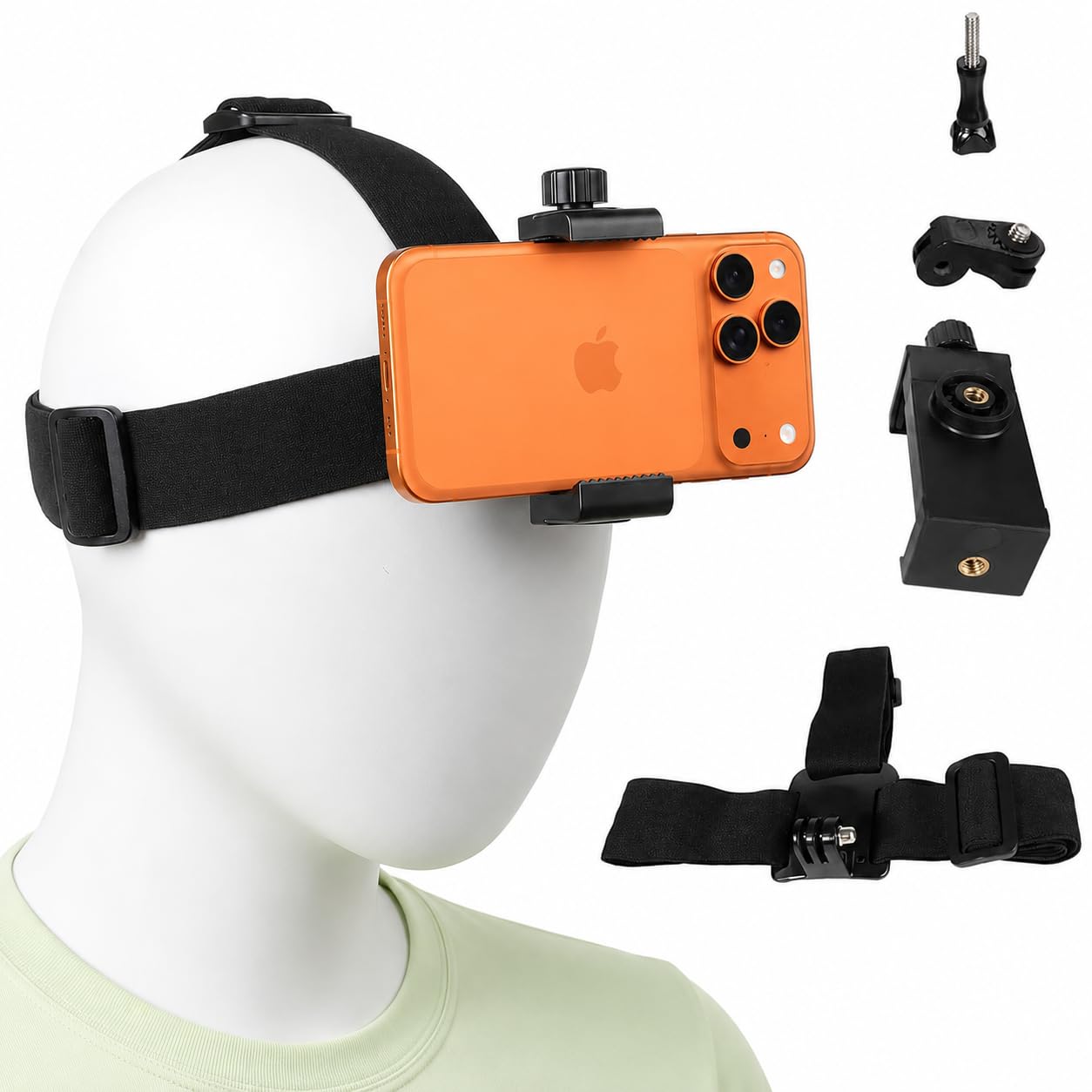 POV Phone Head Mount Strap, First-Person View Video Recording, AI Camera App Compatible, Hands-Free Outdoor Live Shooting Bracket for iPhone 17/16, Samsung, GoPro Hero, Insta360 Action Cam-image-2
