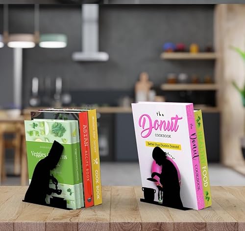 Miniatura 7 de Sujetalibros decorativos de metal únicos, extremos ocultos para un soporte de libros genial, bonita decoración del hogar e idea de regalo moderna