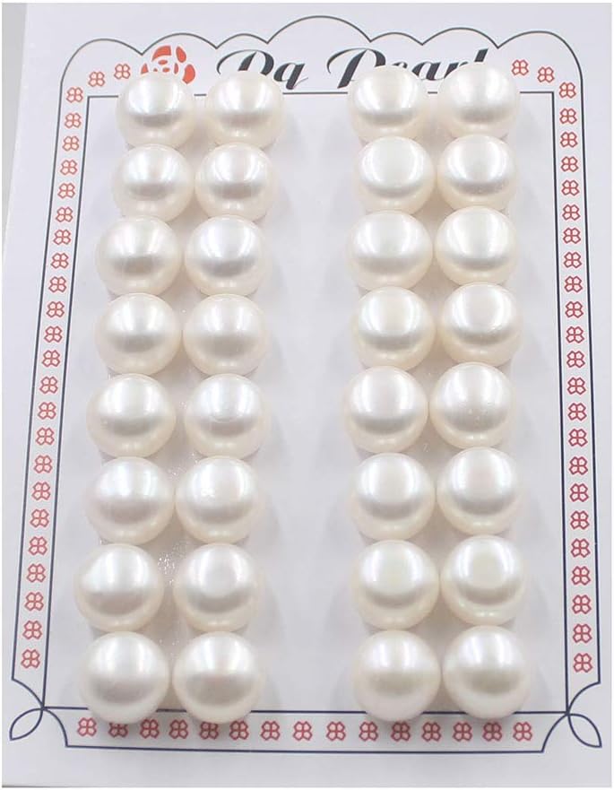 SR BGSJ Wholesale Jewelry Making Natural 10-11mm 3A Grade Coin Button Freshwater Pearl Half Drilled Beads 16 Pairs