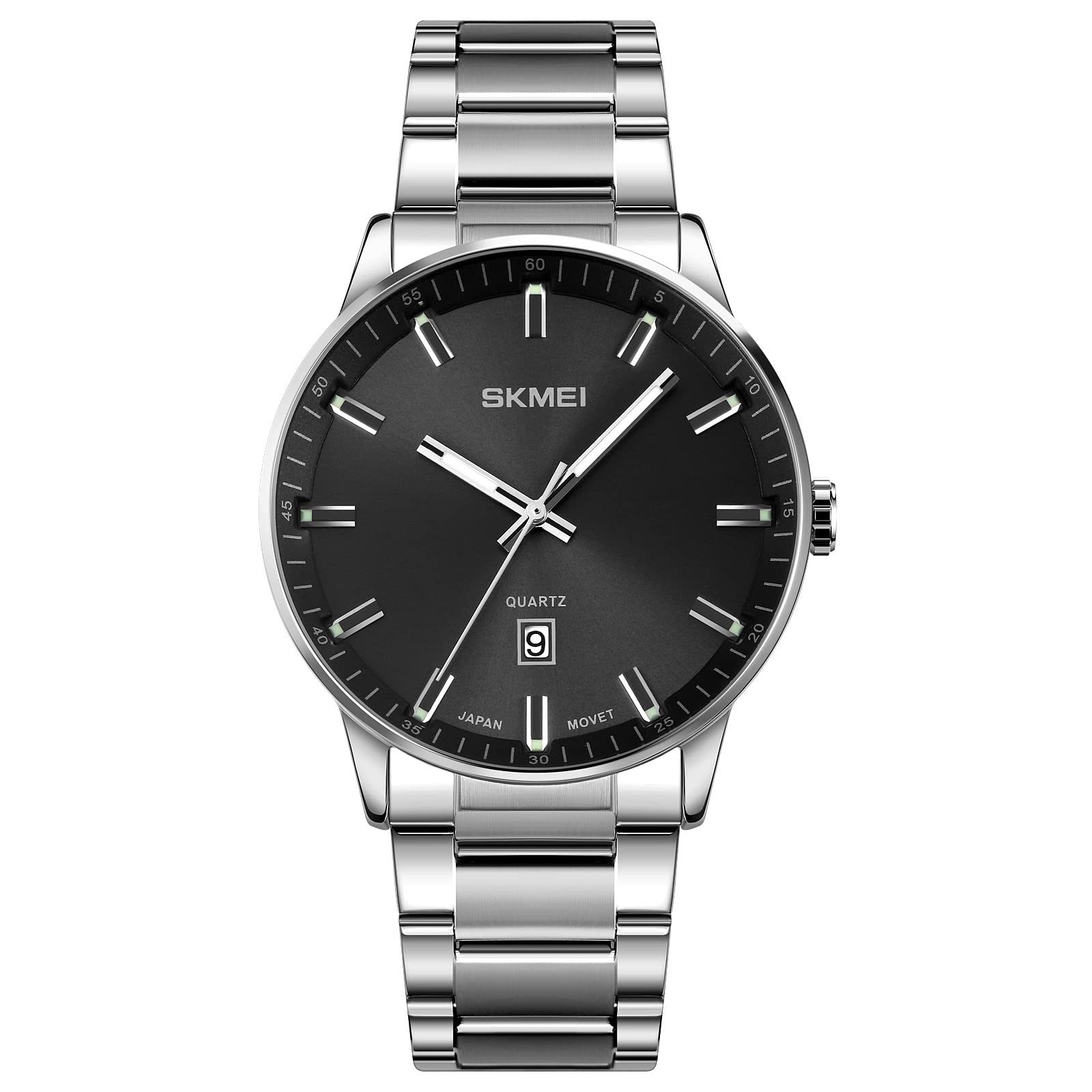 SKMEI Men Quartz Analogue Watch For Simple Stainless Steel Strap Analogue Watch For Men, Silver Dial, Silver Band (B0CCFBTZD3) Amazon Price History, Amazon Price Tracker