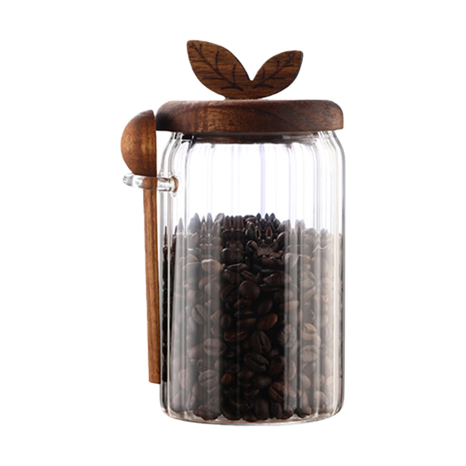 APGLSXY Sealed Glass Container with Spoon Shatter Resistant Glass Sealed for Food Freshness Home and Offices Storage Decorative Stripe Borosilicate Jar