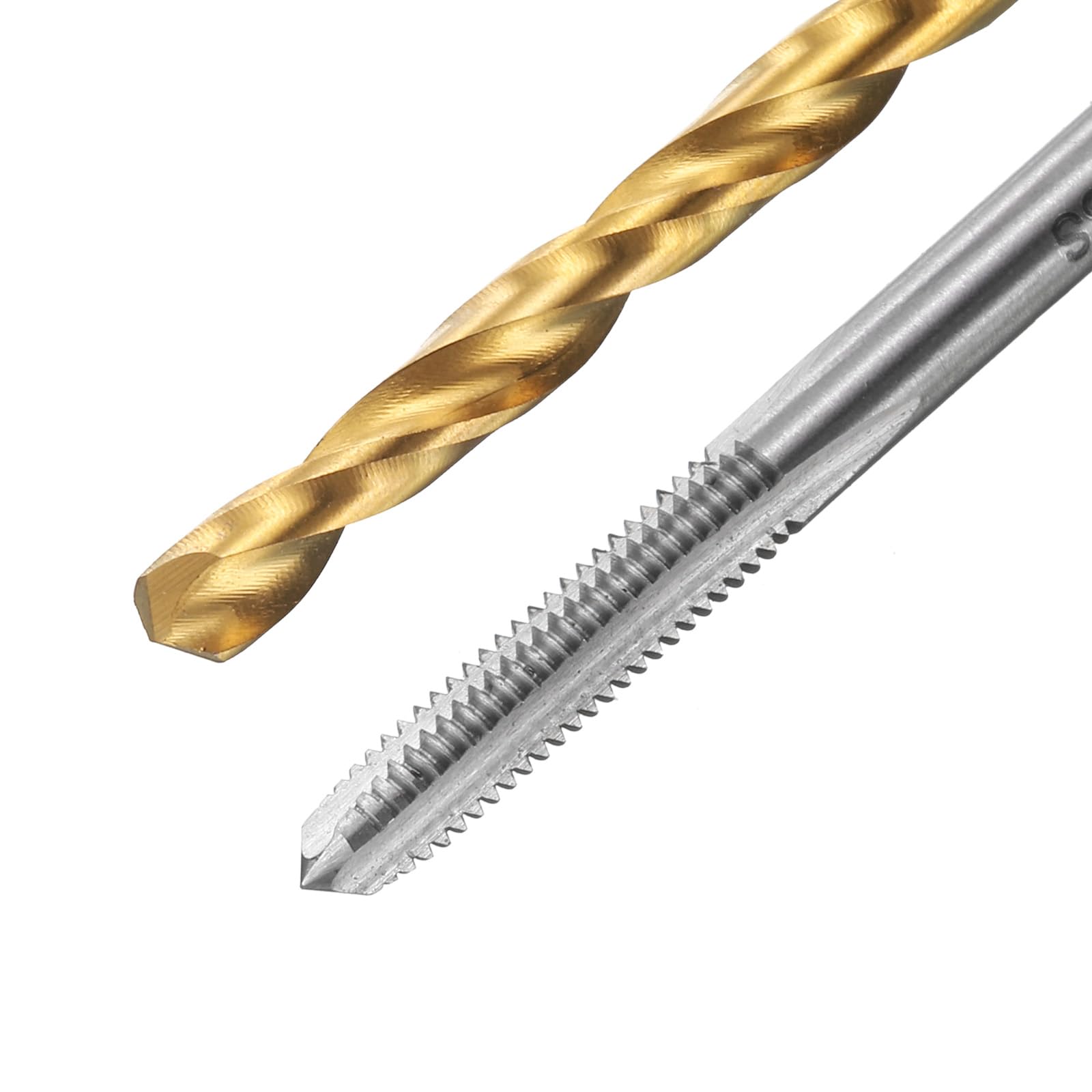 Set di maschi e punte da trapano, 2 maschi per filettatura metrica a scanalatura dritta M4 x 0,7 e 2 punte elicoidali da trapano da 3,3 mm, kit di utensili per filettatura HSS-6542 non rivestiti/ri