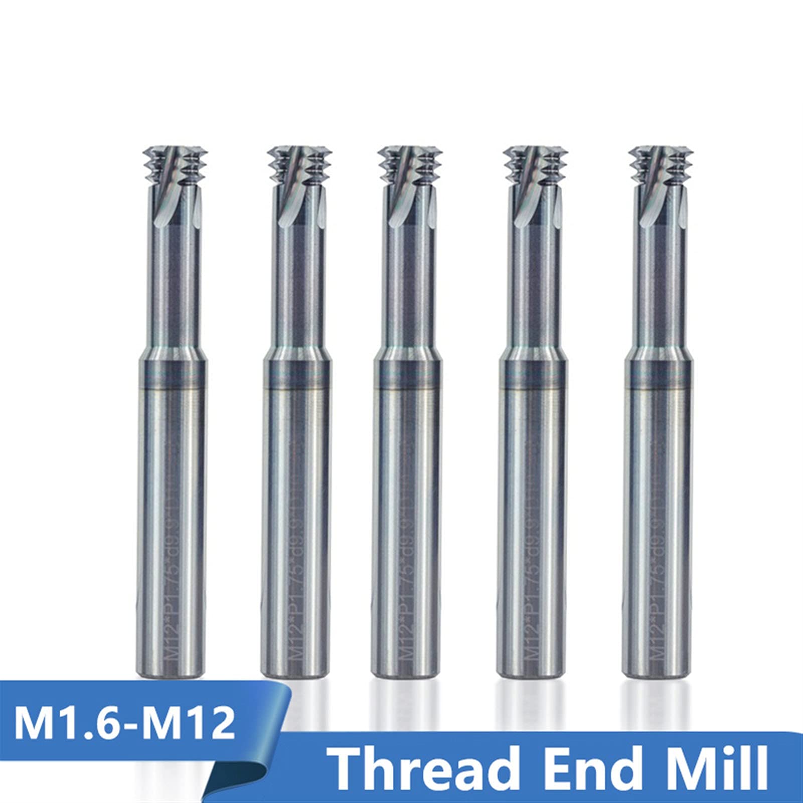 DINGGUANGHE-CUP Thread Mills 3 Flute Metric Thread Carbide End Milling Cutter CNC Threading Tools Steel (Cutting Edge Length : M2.5x0.45xD4x50)