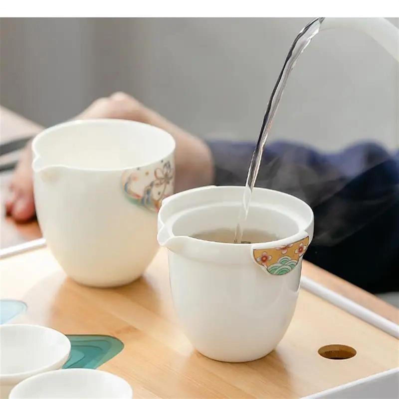 旅行ポータブル白磁カンフーティーセット、家庭用お茶セット。