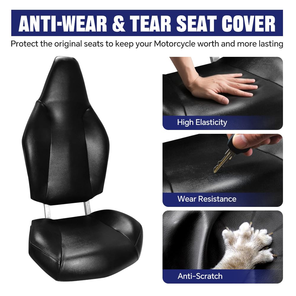 PIT66 Kit de Fundas de Asiento, Compatible con Polaris RZR 570 2012-2018/Polaris RZR 800 2008-2014/Polaris RZR 900 2011-2014/ACE 325/570 2014-2017, Vinilo Negro