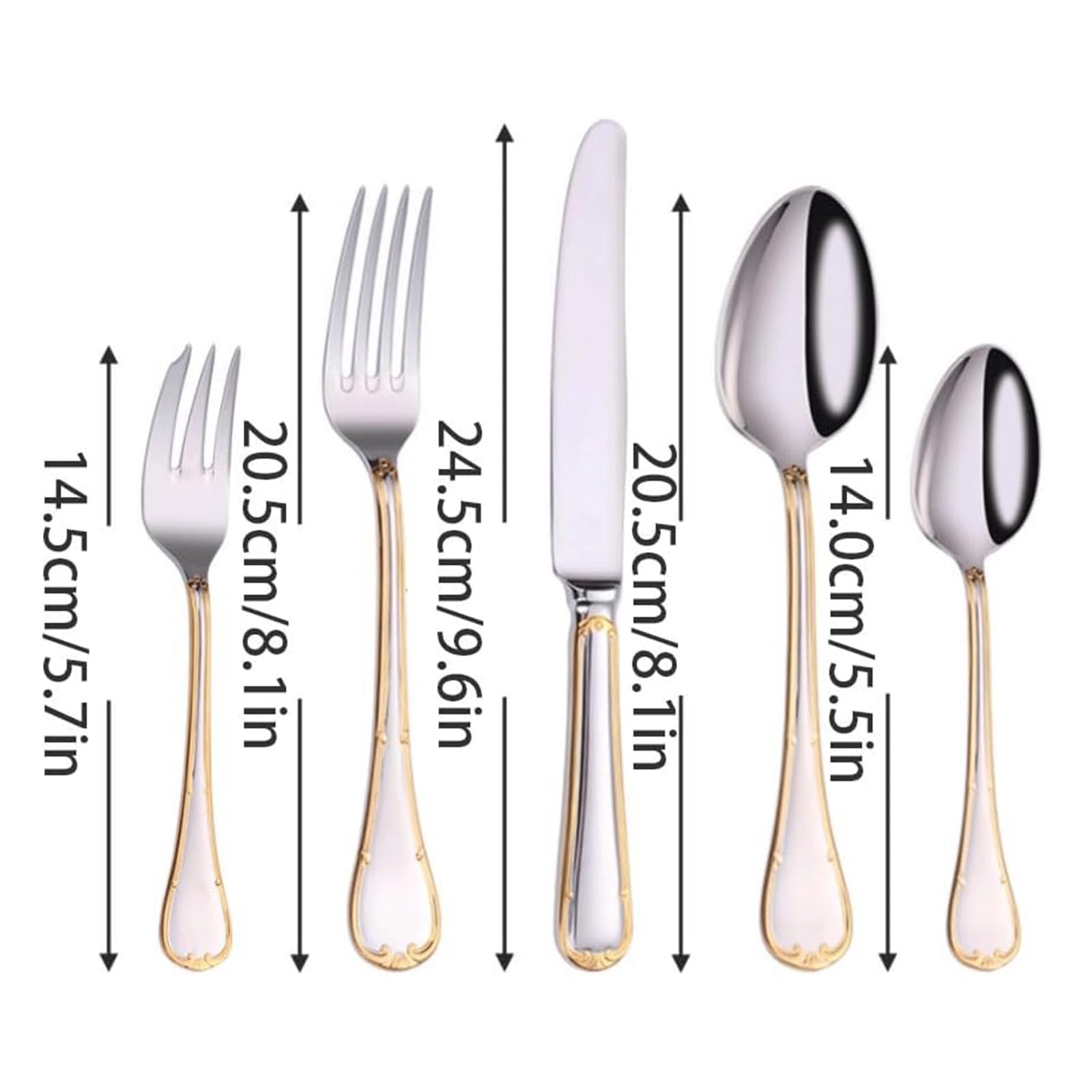 Ensemble de Couverts 3/4/5 pièces Couteau Fourchette cuillère en Acier Inoxydable Ensemble d'argenterie Miroir Poli fourchettes à dîner Ensemble de Couverts réutilisables