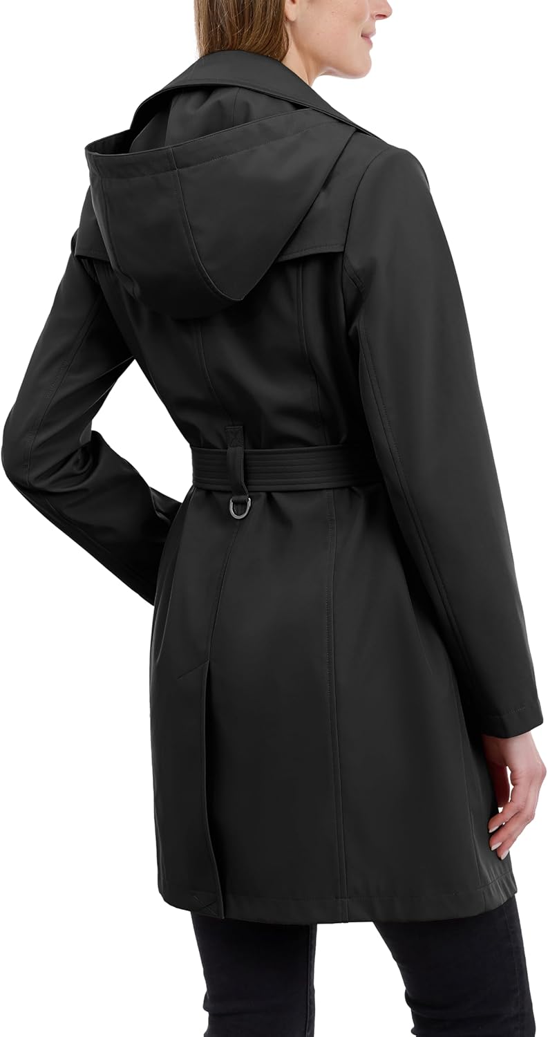 Calvin Klein Women's Trench Coat, Double Breasted With Detachable Hood and Belt