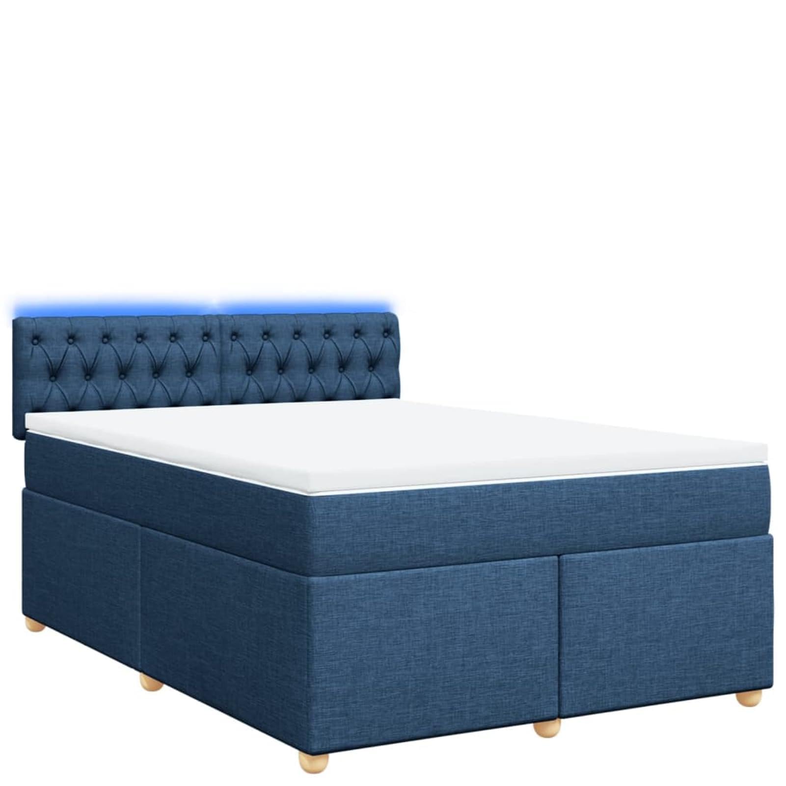 ATOMSTACK MAKER Letto a molle, 140 x 200 cm, con materasso a molle insacchettate e testiera LED, blu, tessuto (100% poliestere), letto a soppalco con piede in legno di pino massiccio, con