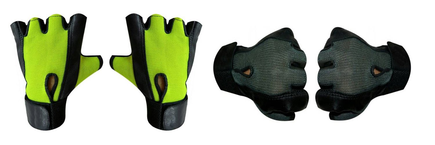 CP BIGBASKET(Pack of Two) Sport ( M / L / XL / XXL ) WRIST WRAP -For Men -Washable Real Leather, Durable, Double Stitched, 4-way Stretch Mesh, Half Finger Length, No Sweat, Extra Foam Padded,