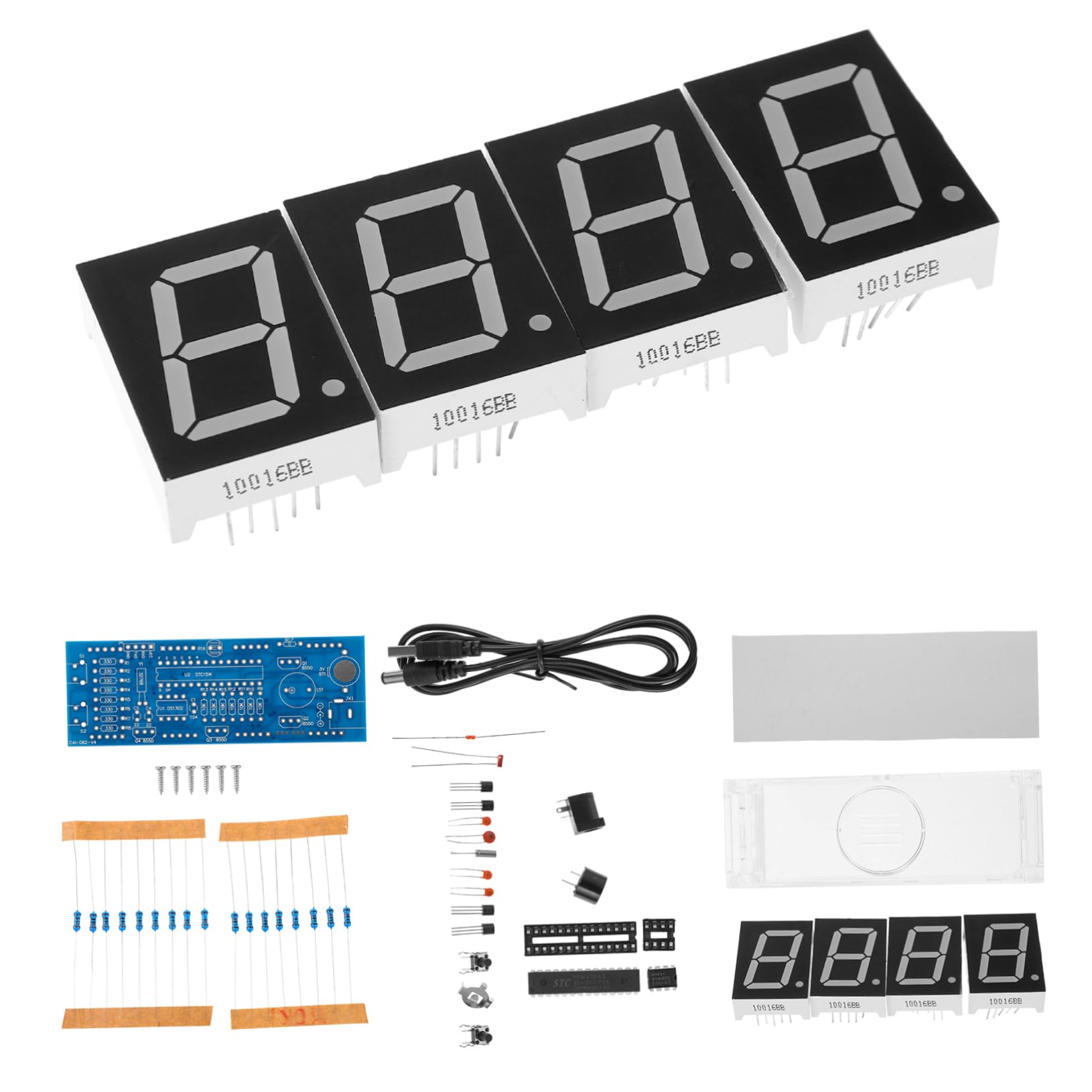 Zerodeko 1Set DIY LED Digital Clock Kit Components for Clock Assembly Blue Color Easy to Use No Harmful Substances for Electronics Learning