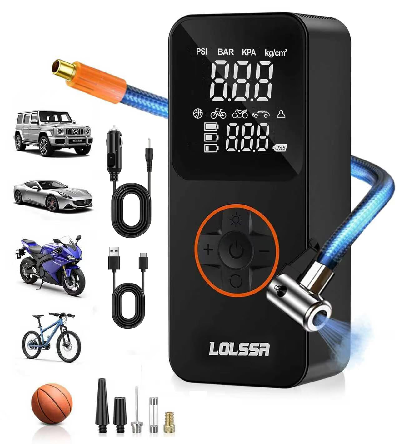 Tire Inflator Portable Air Compressor-Air Pump 150PSI Cordless Electric for Car, Motorcycle, Bike, Ball (Inky)