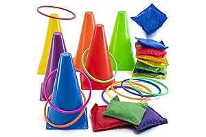 Prextex 3-in-1 Yard Game Set: Ring Toss, Bean Bags, Cones