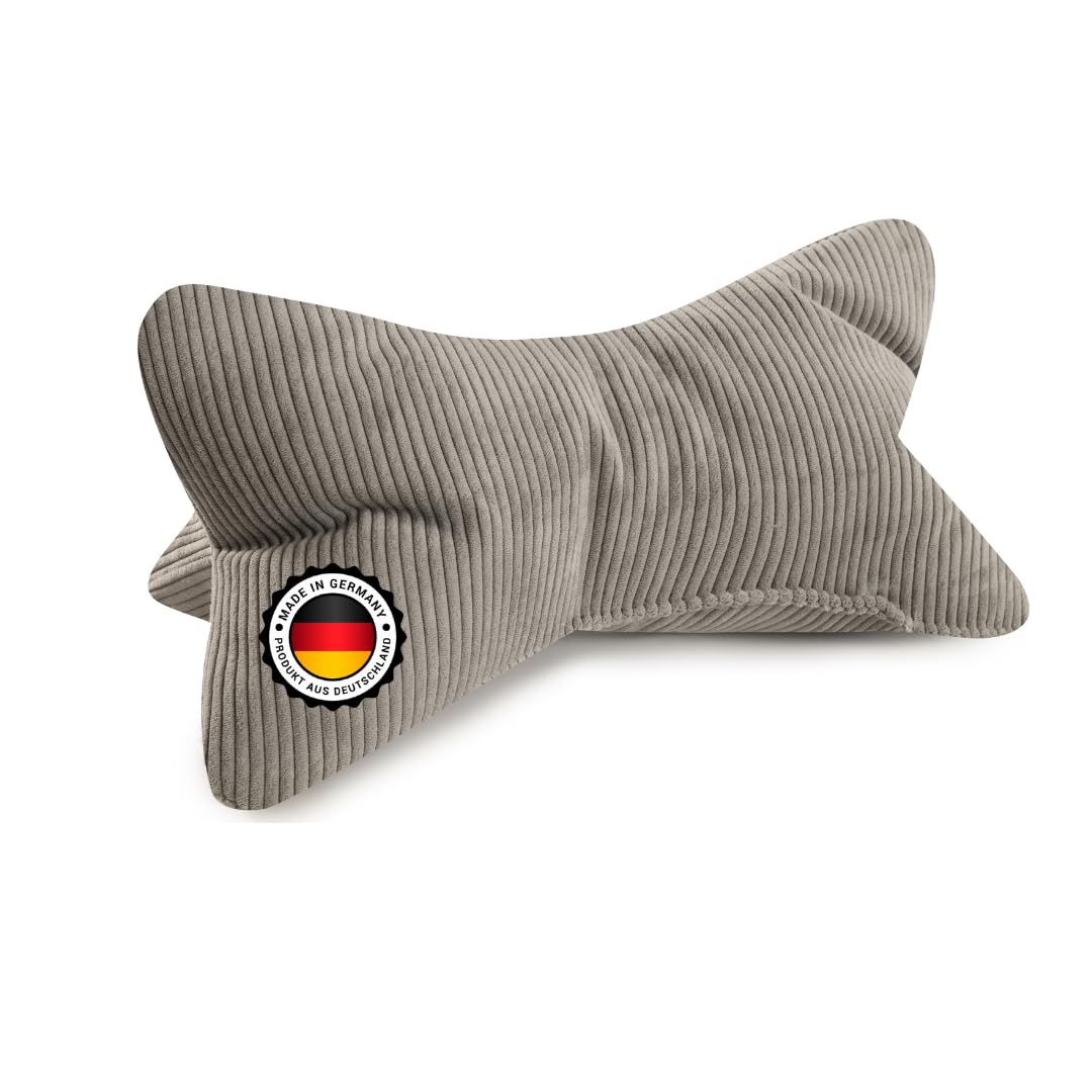 Leseknochen Selma Cord Look ergonomische Form für Nacken- oder Lendenstütze Flexible Stütze für Bücher, E-Books oder Tablets (Grau)