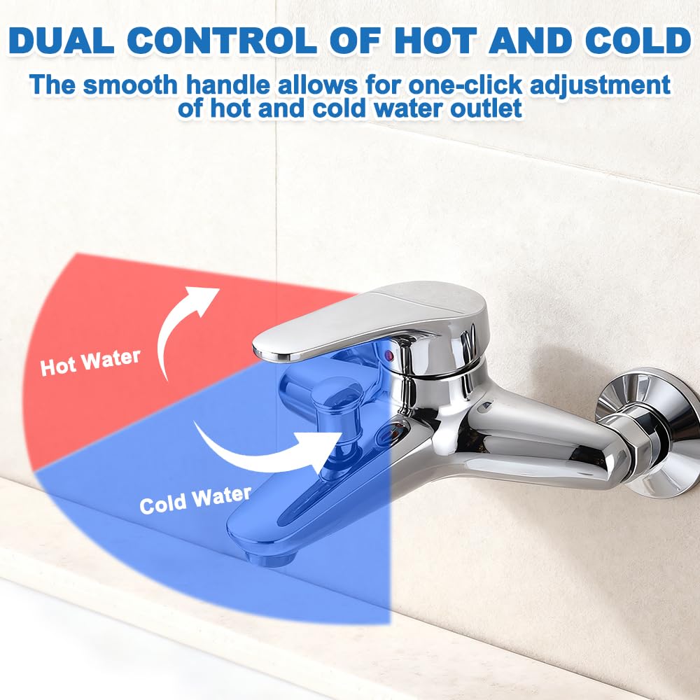 Grifo Bañera y Ducha, HOVCEH Grifo Ducha de Tamaño Ajustable 13,5-17,5 cm, Monomando Duchas de Aleación de Zinc para Duchas y Bañera