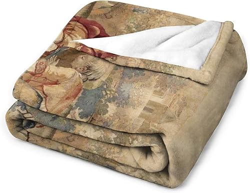 Miniatura 4 de Aubusson - Manta de franela con estampado francés antiguo de 50 x 40 pulgadas, manta ligera y esponjosa de invierno y otoño, acogedora y suave felpa