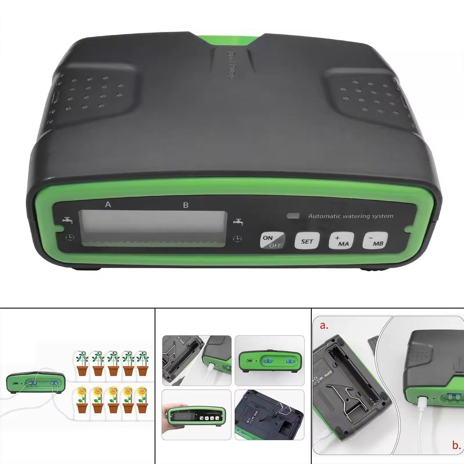Kit di irrigazione automatica a goccia, sistema di irrigazione automatico a doppia pompa con display LCD, programmabile fino a 30 giorni di irrigazione automatica delle piante, dispositivo di irrigazi
