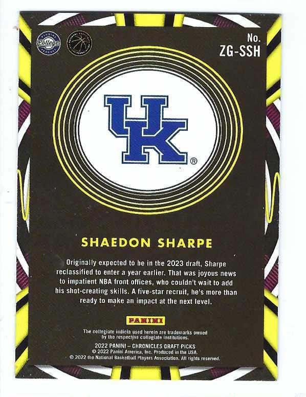 Miniatura 2 de SHAEDON SHARPE 2022-23 Panini Chronicles Draft Picks Gamma Rays #ZG-SSH BRONZE PARALLEL Rookie Card RC Kentucky Wildcats Portland Trail Blazers