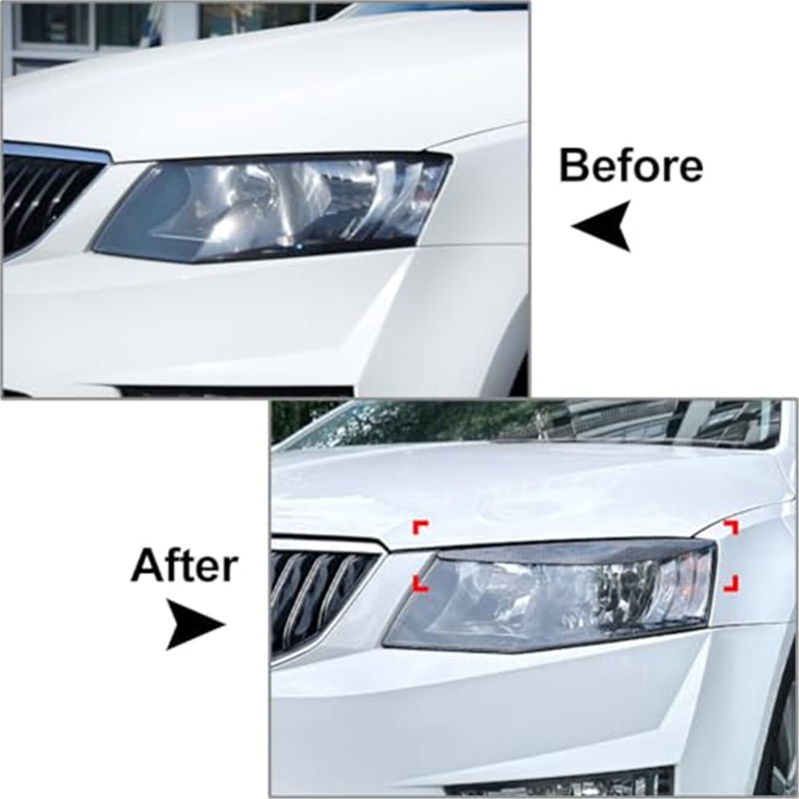 Lámpara de faro cubierta de ceja pegatina embellecedora de párpado ABS patrón de fibra de carbono coche, for Skoda, for Octavia, MK3 2015-2017 Tiras decorativas para faros