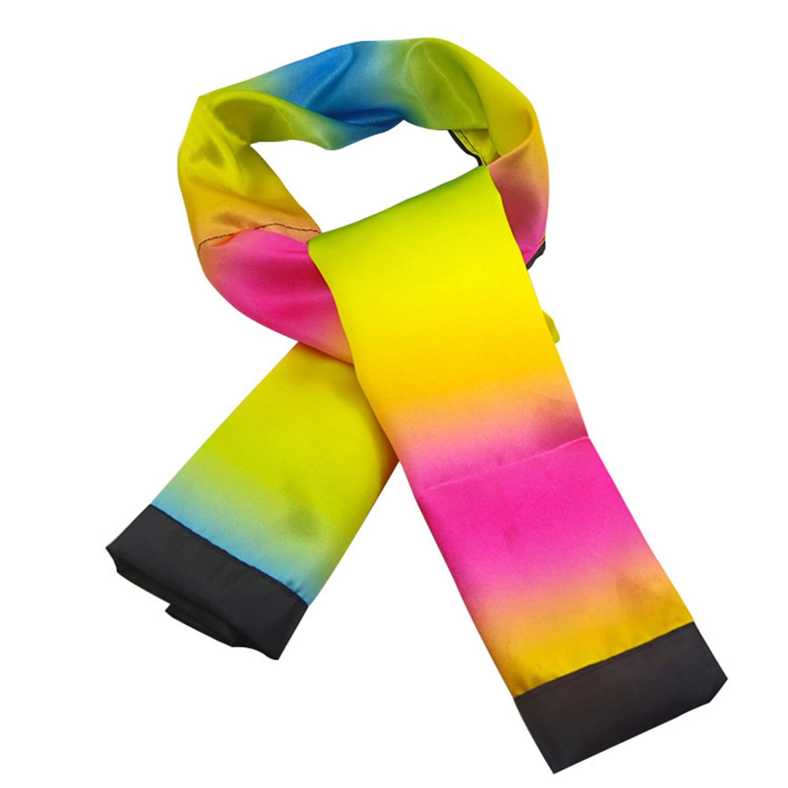 ulafbwur Nylon Magic Change Color Scarf Black to Rainbow Streamer Trick Stage Magician Props