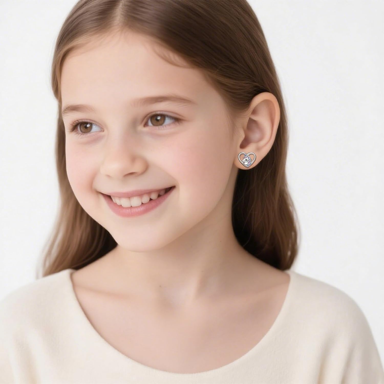 Sterling Silver Unicorn Earrings - Hypoallergenic Colorful Cubic Zirconia Cute Animal Stud Earrings for Sensitive Ears Lightweight Dainty Lovely Jewelry Gifts for Daughter Granddaughter Women - Image 2