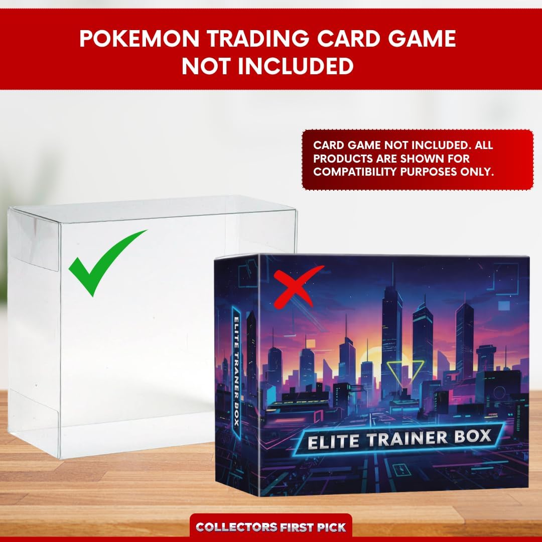 Collector's First Pick Plastic Elite Trainer Box Case For Protecting Pokemon ETB Box Display Case Protector Long Term - 0.5mm Thick Protective Display (Pack of 5)