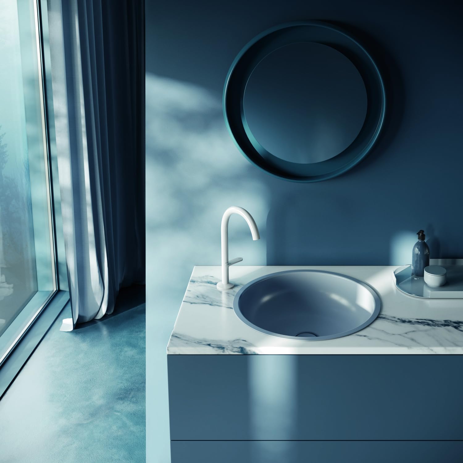 Lavabo encastrado BetteBalance, redondo, 435mm, acero titanio esmaltado, A247, Color: Blanco