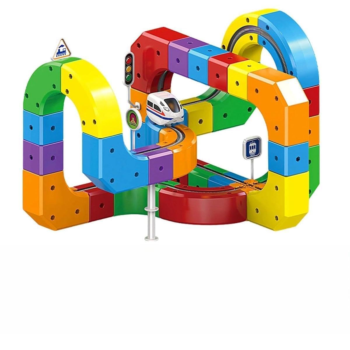51 PCs DIY Train Track Set | Electric Train Track Set for Kids | 3D Magic Flexible Race Track with Gravity-Defying Electric Train | Educational STEM Toy for Boys & Girls-image-18
