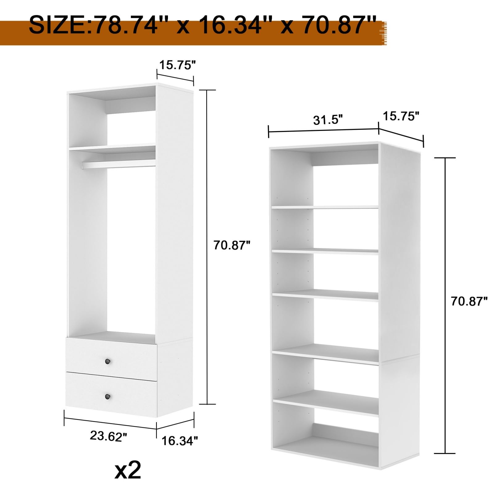 Amazon.co.jp: Keloyid ホワイト モジュラー モダン クローゼット