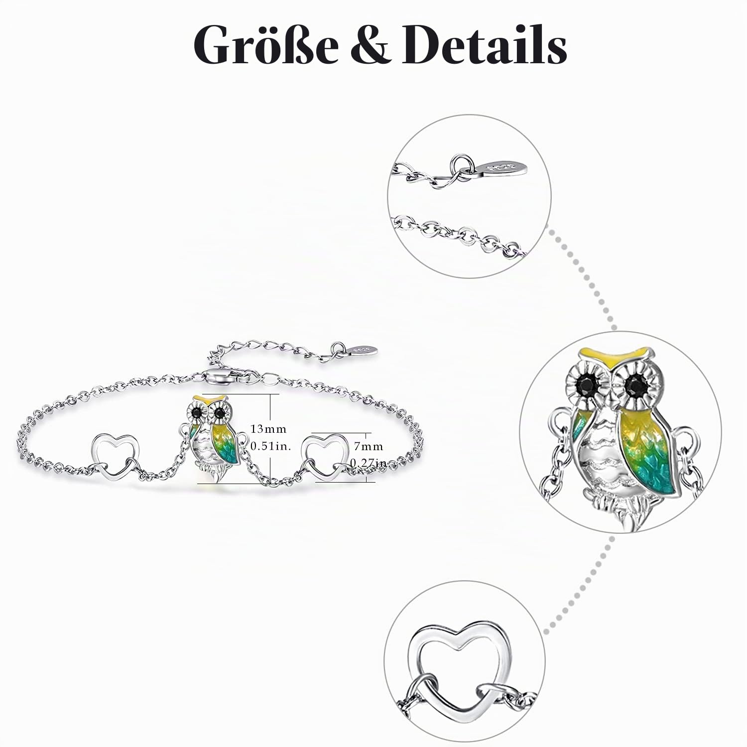KINGWHYTE Tier Armband Damen 925 Sterling Silber Verstellbar Armband Tier Schmuck Geschenk für Frauen Kinder Mädchen Tochter