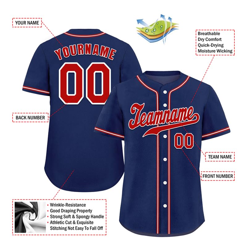 T-shirt de baseball classique personnalisé en jersey cousu/imprimé boutonné T-shirt personnalisé Hip Hop Sport Wear pour hommes, femmes, enfants