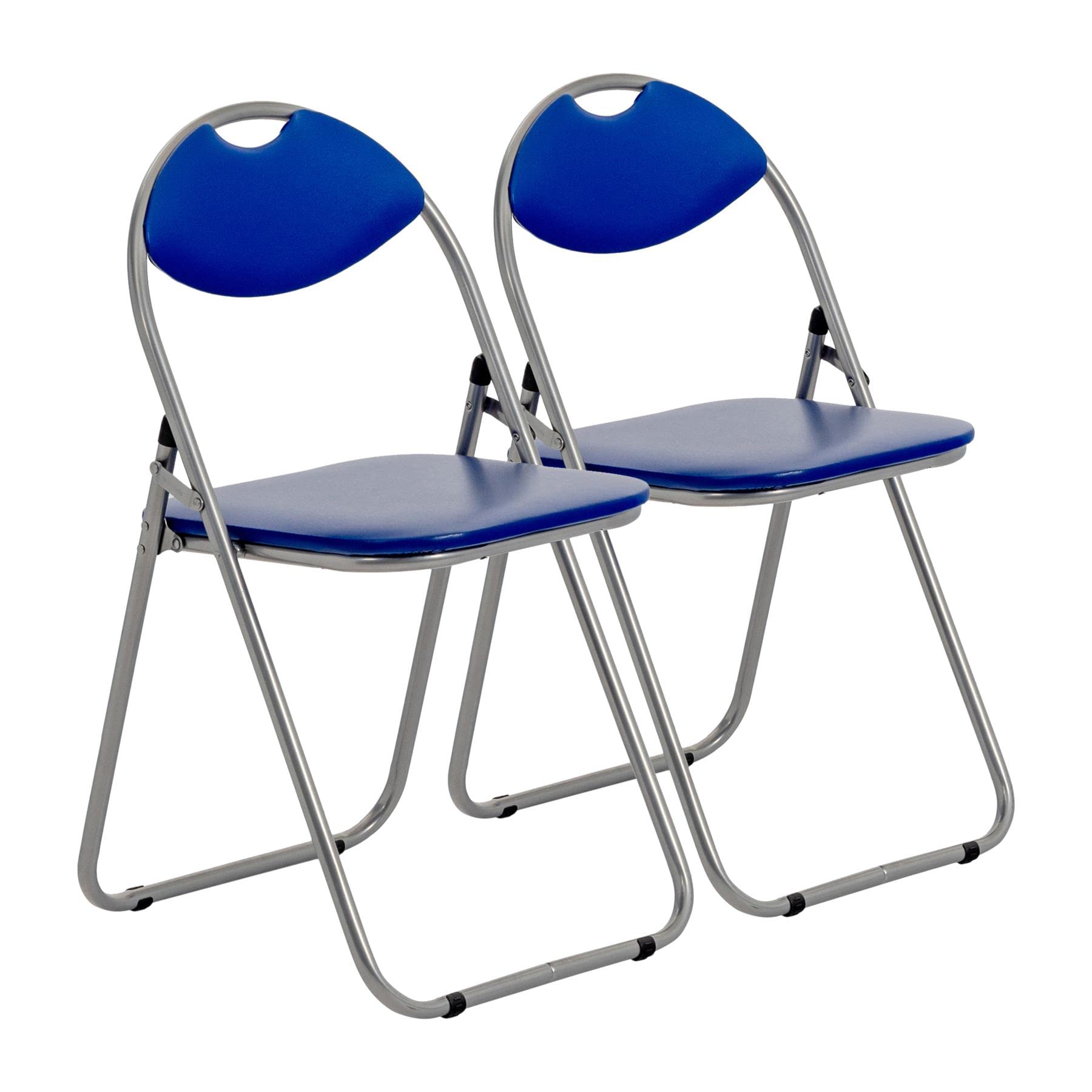 Harbour Housewares Padded Folding Chair Blue - 2 Pack - Metal Frame Seat with Cushioned Backrest Easy Store Compact Design Durable Office, Dining, Bedroom or Event Seating Max Load 114kg