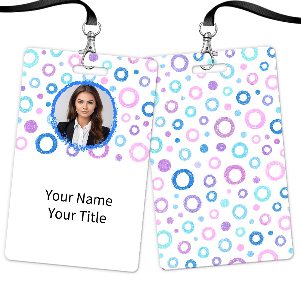 Custom ID Badge with Photo Logo Barcode Personalised Name Identification Badges Double Sided Print Employee ID Badge for Office Worker Doctor Nurse Student(Vertical-Style 10)