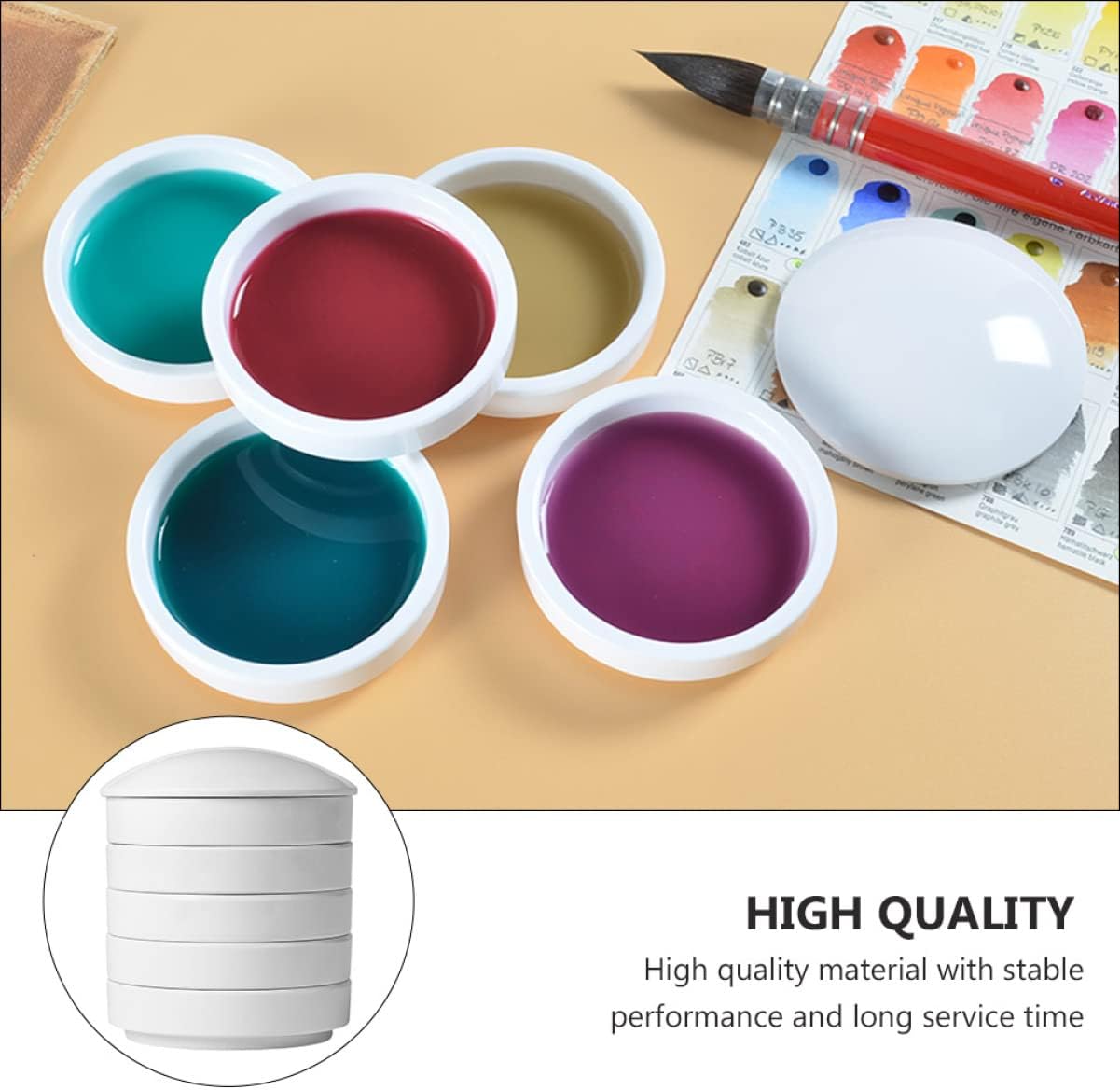 DOITOOL Five-Layer Porcelain Palette Stacking Paint Trays for Artists Watercolor Pigment Dish