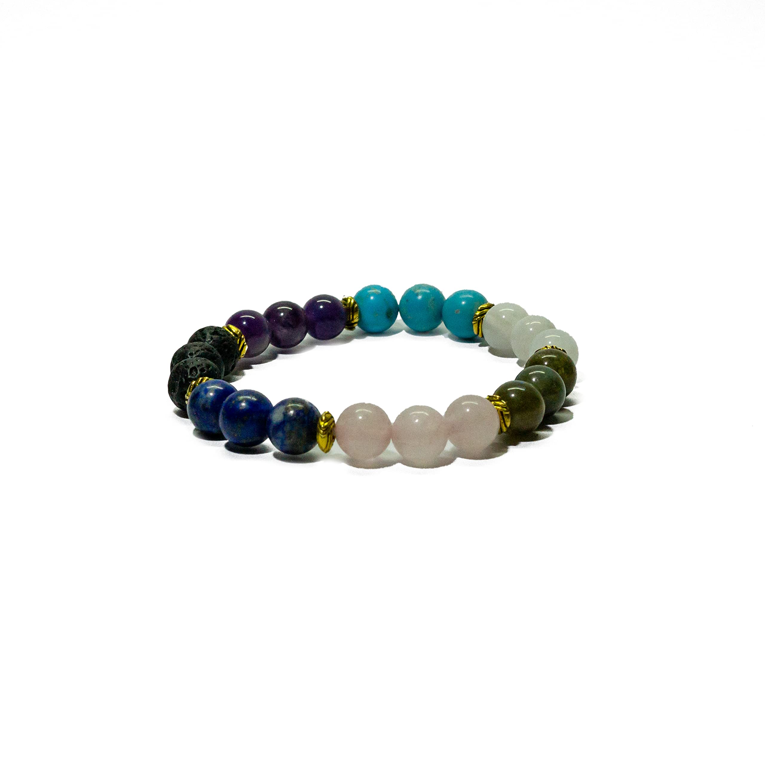 Gemaltic Turquoise Blue, Black Lava, Amethyst, Lapis Lazuli, Rose Quartz, Labradorite, White Agate 8 mm Stones Reiki Healing Crystal Bracelet For Unisex (B0B1VJ8L68) Amazon Price History, Amazon Price Tracker