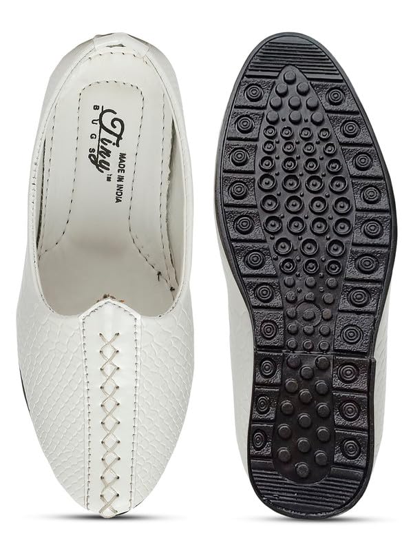 Tiny Bugs Boys Ethnic Wear White Mojaris for 2 Years to 12 Years Old Boys -TBBYMJWH0470 4 619rImutnHL