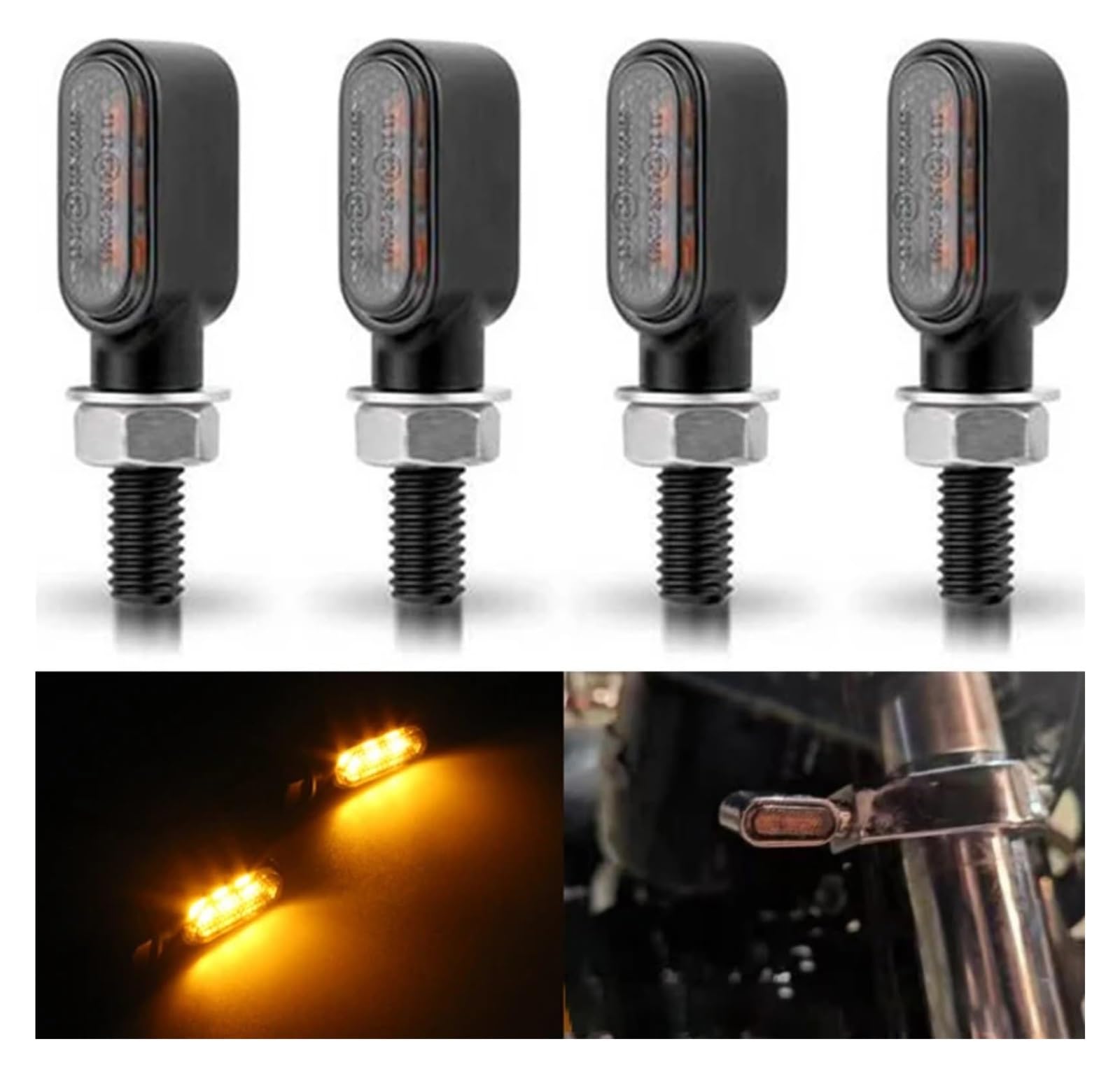 Indicatore Direzione Anteriore Moto Indicatori di Direzione Luci Frecce Lampeggianti Fanali per 12V 8mm Svolta Lampadine(3Light -4 PCS)