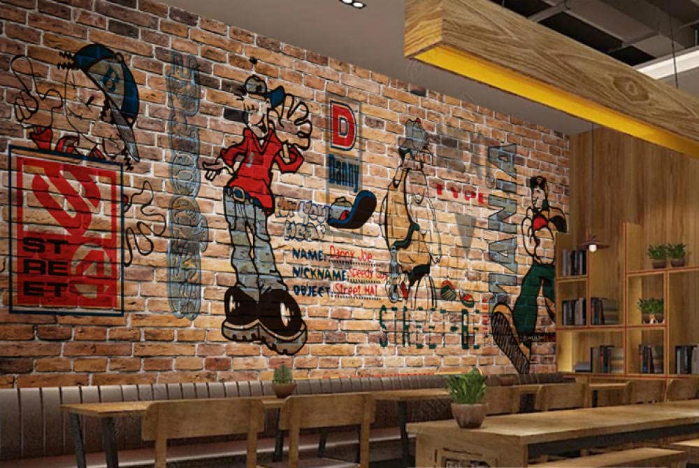 Carta da parati adesiva per muro Carta da parati murale KTV da pranzo con graffiti di strada Hip Hop Art Carte da parati -250cmx175cm