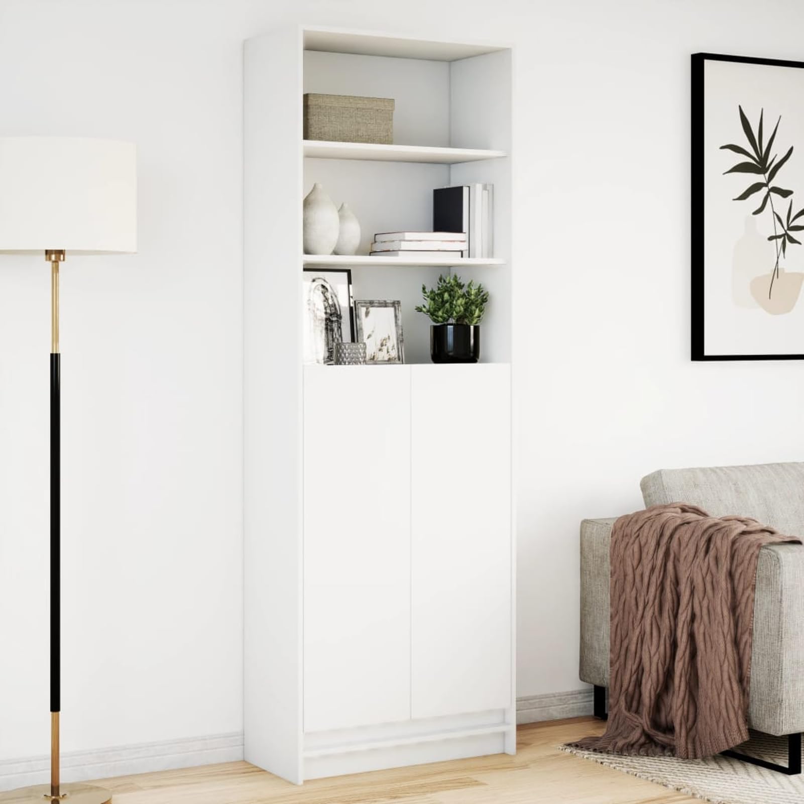 Gecheer Mobile con Luci LED RGB, Credenza con Illuminazione LED Moderna 69x32,5x200 cm in Truciolato, con Spazio di Conservazione e Ante per Soggiorno e Casa