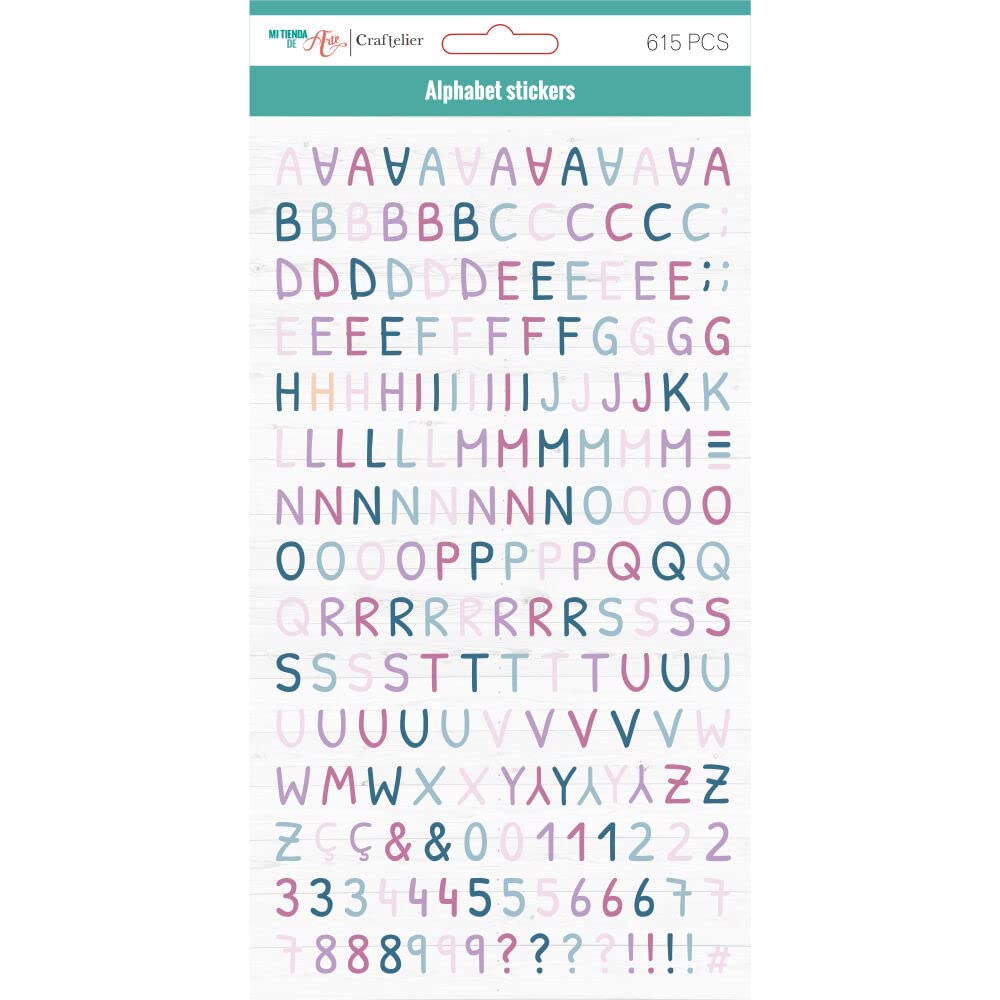 Craftelier - Self-Adhesive Alphabet Stickers with Upper and Lower case Letters, Numbers and Special Characters for Decorating Scrapbooking and Craft Projects, Colour Winter