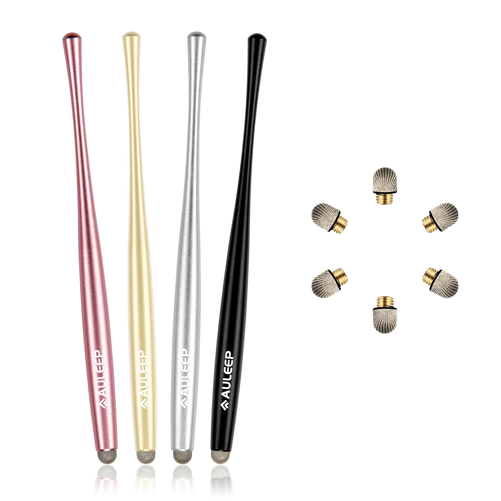 AULEEP Capacitive Stylus Pens for Touch Screen with 4 Pack 6 Nanofiber Tips Compatible for Phones, Tablets, iPads, Kindles (Silver Gray/Black/Rose Pink/Gold)-image-16