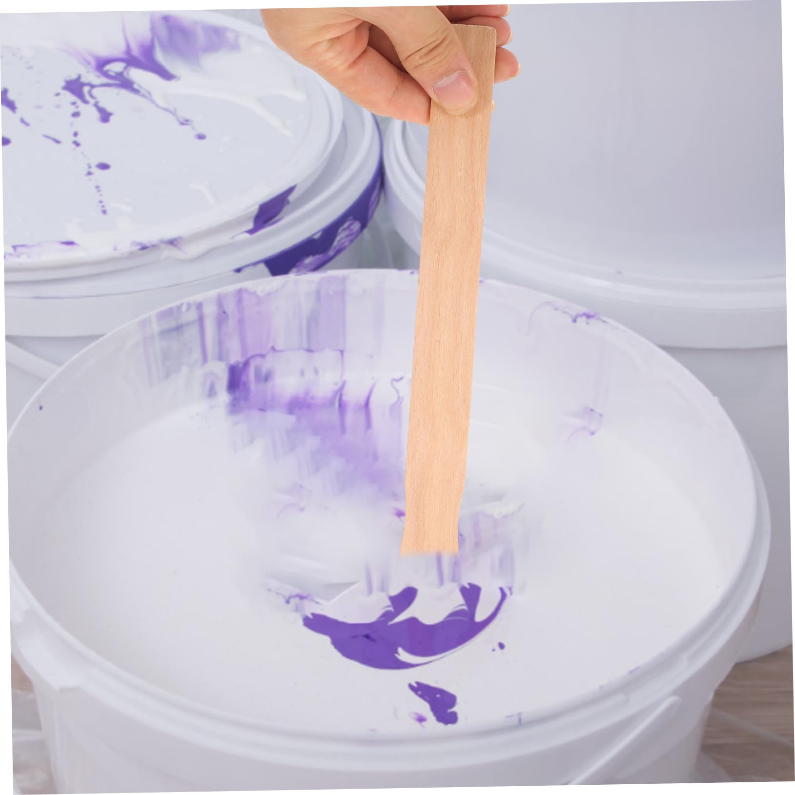 ABOOFAN 5 Ensembles De Peinture Bâtonnets Bois Franc Artisanat Coloré Tiges Outil De Mélange De Peinture Outil D'agitation À Mélanger En Bois Réutilisable 25 Pièces * 5