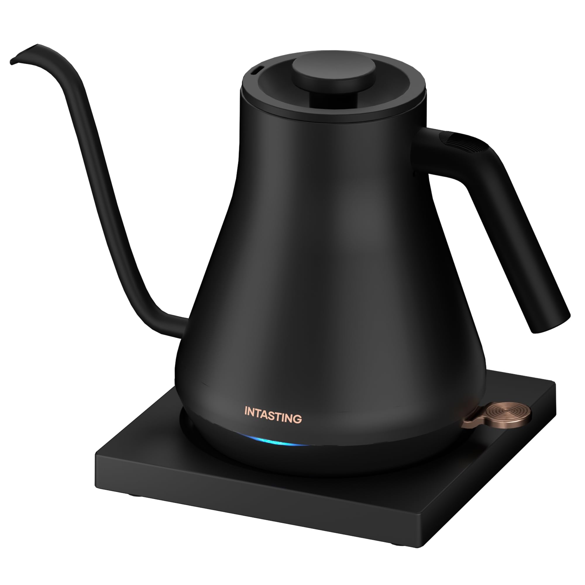 Electric Kettle, INTASTING Professional Gooseneck Kettles, 0.9L/30oz, 0.65mm Ultra-Fine Spout, Precise Water Flow Control, 304 Stainless Steel Inner, Auto Shut-Off, Boil Dry Protection, Matte Black