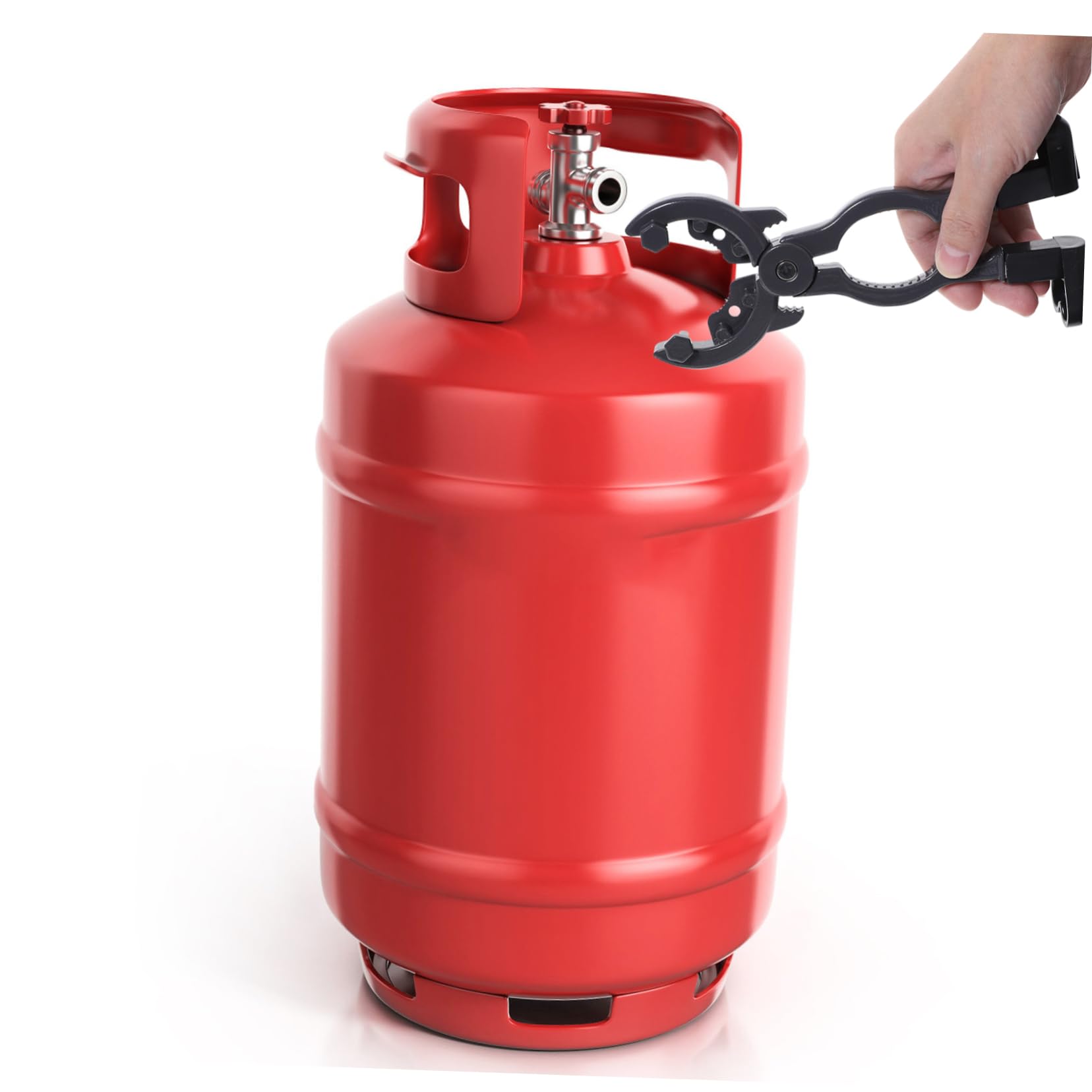 POPETPOP Multifunktionaler Gasflaschen Schlüssel mit Druckminderer Zange Flaschenöffner und Walnuss Klemme Rostfrei Verschleißfest Kompakt für Wohnmobil und Haushaltseinsatz