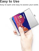 Vista 5 de Rouidr Titular de la tarjeta de visita, Caja de la tarjeta de visita pequeña, Organizador de tarjetas de visita de metal delgado, Cartera