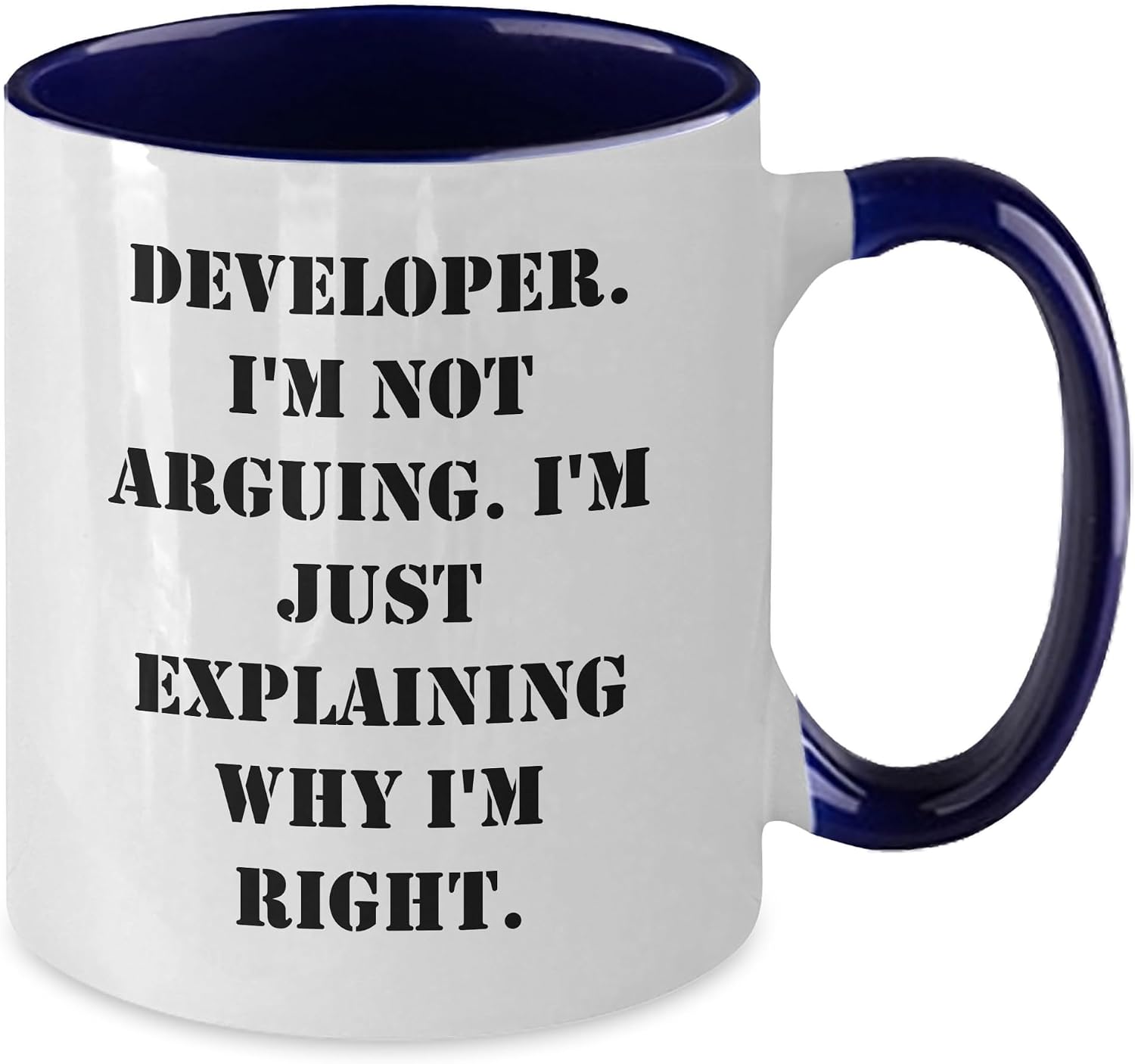 Developer Funny Two Tone Coffee Mug Gifts from Men to Friends, I'm Not Arguing. I'm Just Explaining Why I'm Right., Christmas