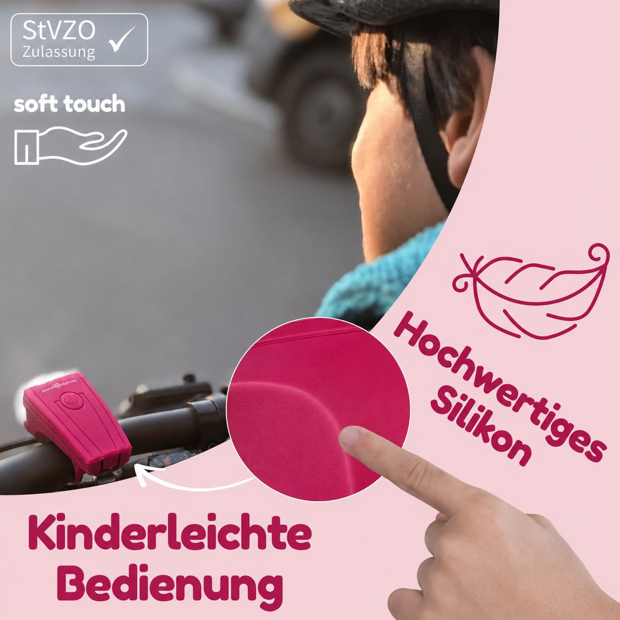 SPEED BUDDIES Phare avant de vélo pour enfant - Homologué StVZO - Rechargeable USB-C - Imperméable et robuste - Longue durée d'éclairage - Lampe de vélo LED pour enfants