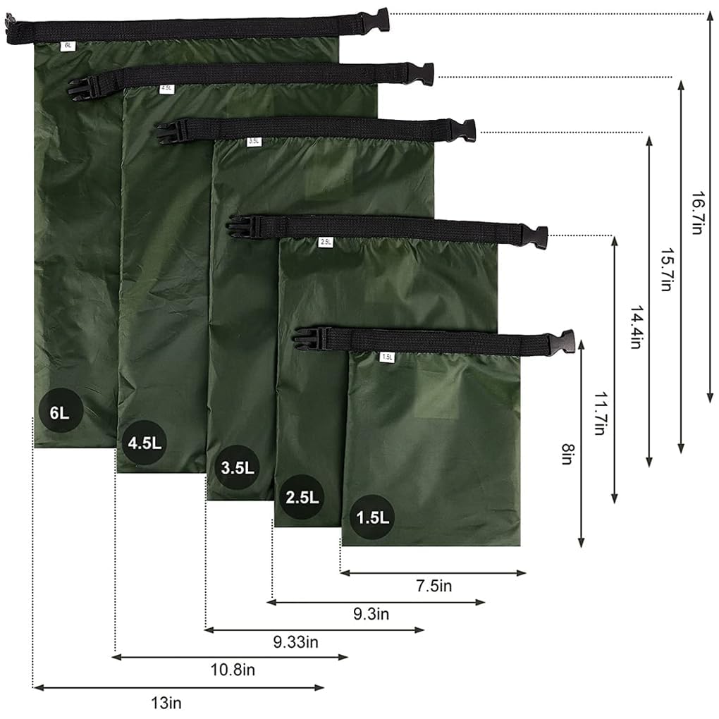 Wasserdichte Trockensäcke für Kajakfahren, Driften, Rafting, Kanu, faltbar, tragbar, Trekking, Schwimmen, Reisesack, gemischte Farben, 3er-Set, 5 Stück
