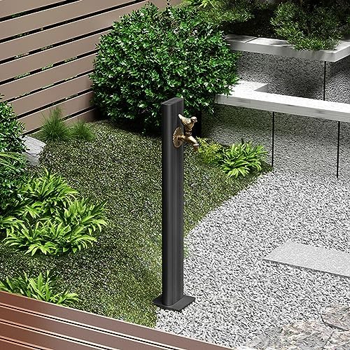 Freistehende Wassersäule Garten 100cm - Gold Edelstahl Mit Wasserhahn