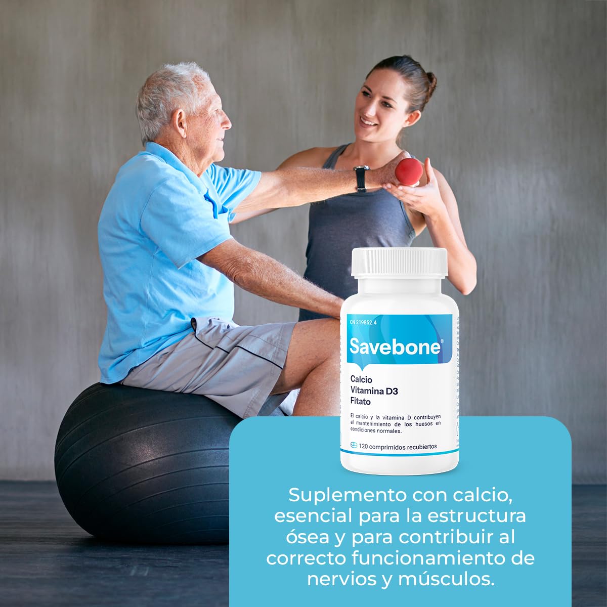 Savebone® - Suplemento de Calcio, Vitamina D y Fitato - Contribuye a Fortalecer y Proteger los Huesos – 120 comprimidos