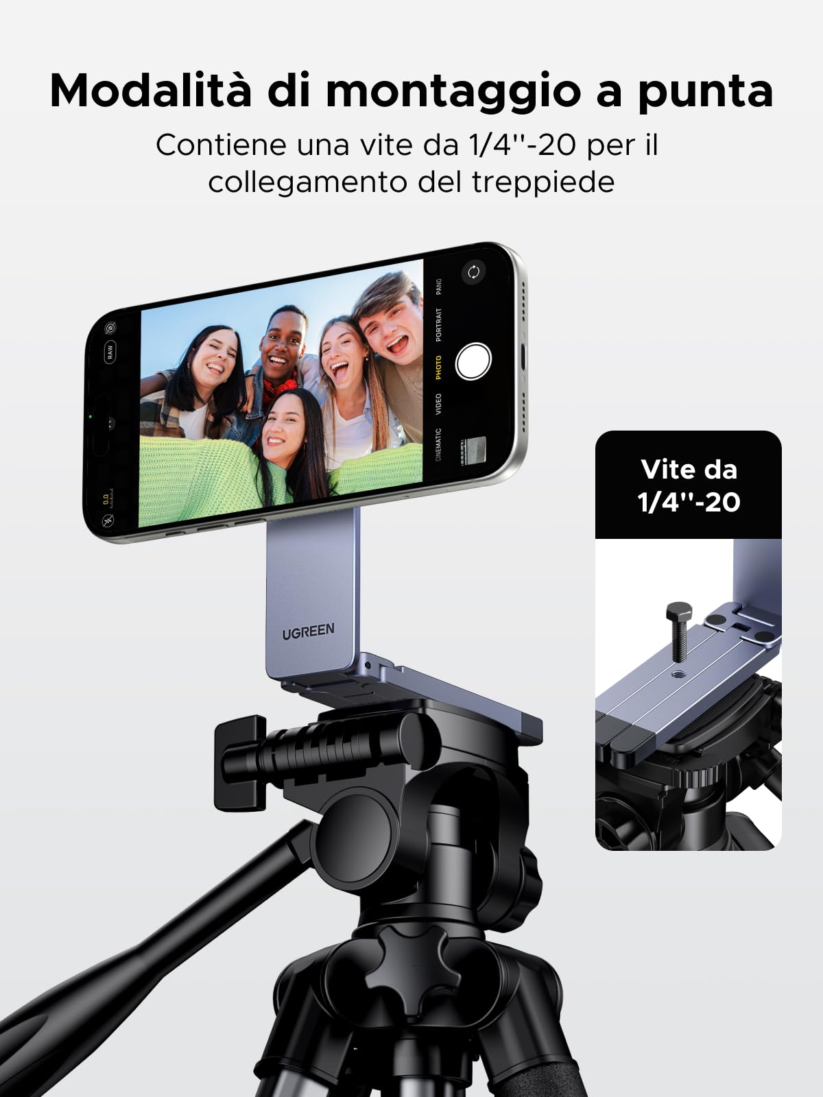 UGREEN Treppiede Magnetico per Telefono Grigio Nebulosa Supporto Magnetico MagSafe Materiale in Lega di Alluminio Adatto per Viaggi Riunioni e Uso Domestico